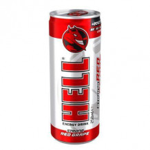 NÁPOJ ENERGETICKÝ HELL RED GRAPE 0.25l +20% KOFFEÍNU PLECH V