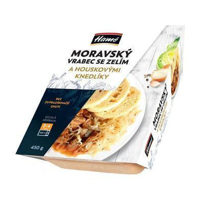 HOTOVÉ JEDLO MORAVSKÝ VRABEC S KAPUSTOU A ŽEMĽOVÝMI KNEDĽAMI