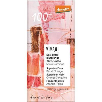 ČOKOLÁDA BIO HORKÁ 100% S KRVAVÝM POMARANČOM 90g VIVANI